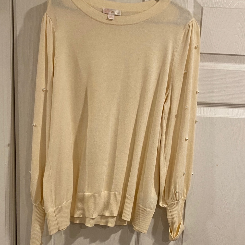 Chic Cream Sweater with Pearl Details